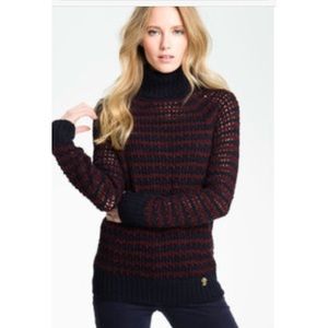 Tory Burch Navy & Maroon Turtleneck Sweater in S